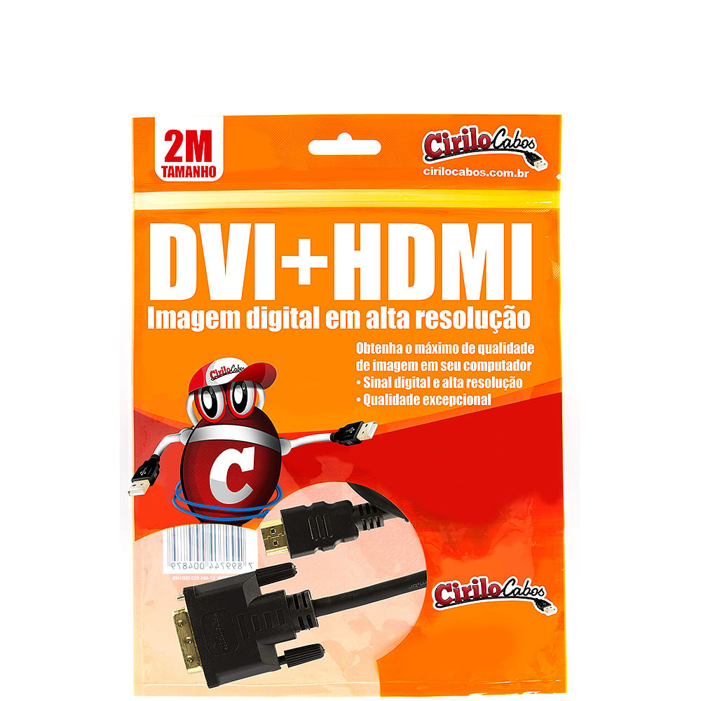 Cabo DVI para HDMI, 2 metros - Cirilo Cabos