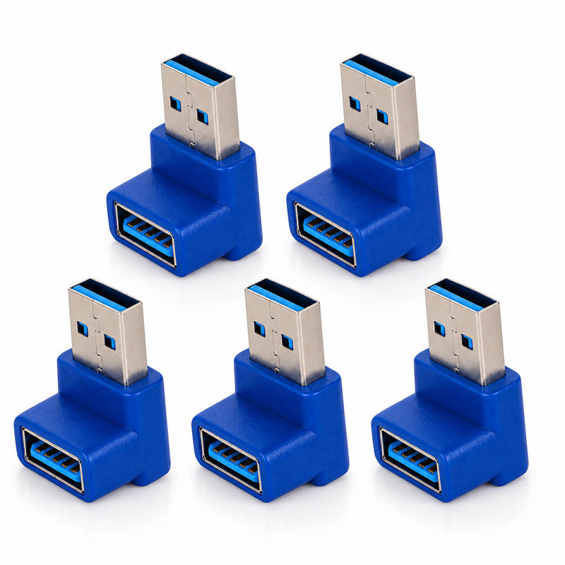Kit com 5 Adaptador USB 3.0 Macho Fêmea 90 Graus