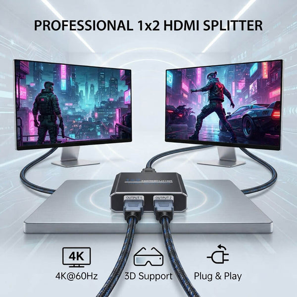 Splitter HDMI 1x2 4k, 1 Entrada e 2 Saídas