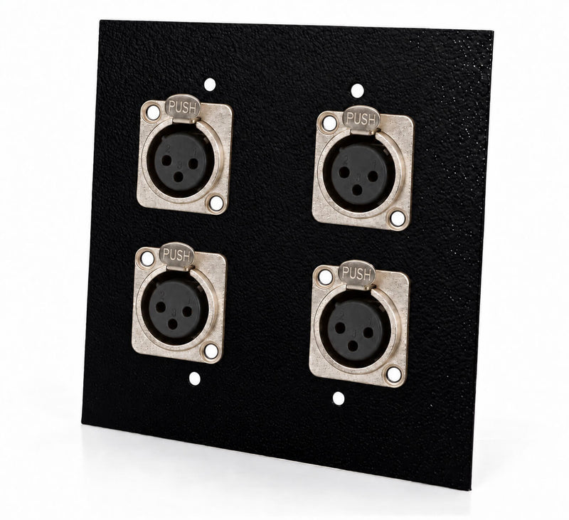 Espelho Metal 4 Furos 4x4 com Conector Xlr Fêmea Painel