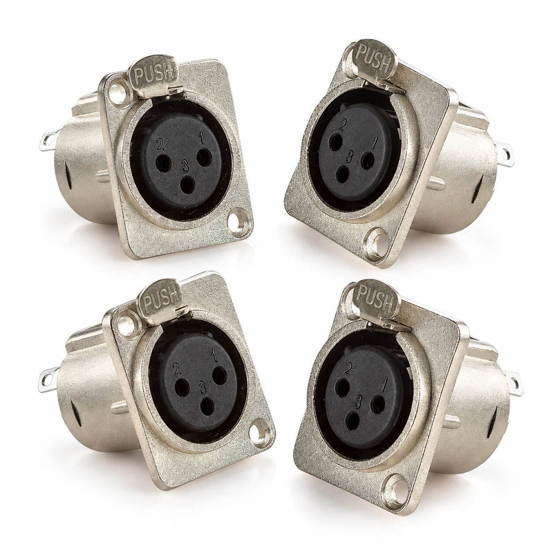 Espelho Metal 4 Furos 4x4 com Conector Xlr Fêmea Preto
