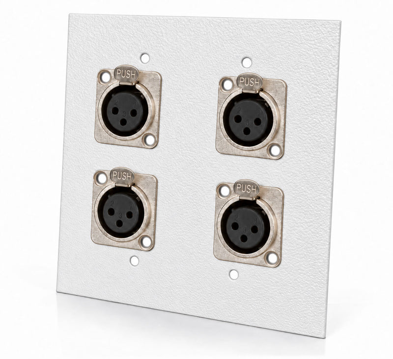 Espelho Metal 4 Furos 4x4 com Conector Xlr Fêmea Painel - Branco