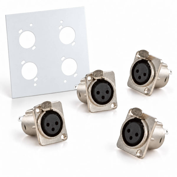 Espelho Metal 4 Furos 4x4 com Conector Xlr Fêmea Branco