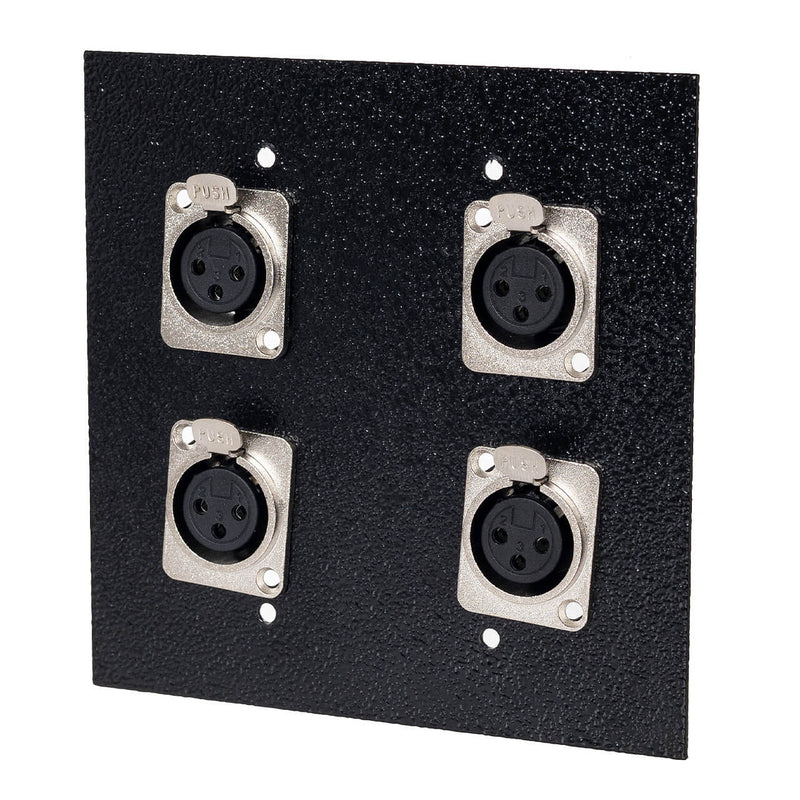 Espelho Metal 4 Furos 4x4 com Conector Xlr Fêmea Preto