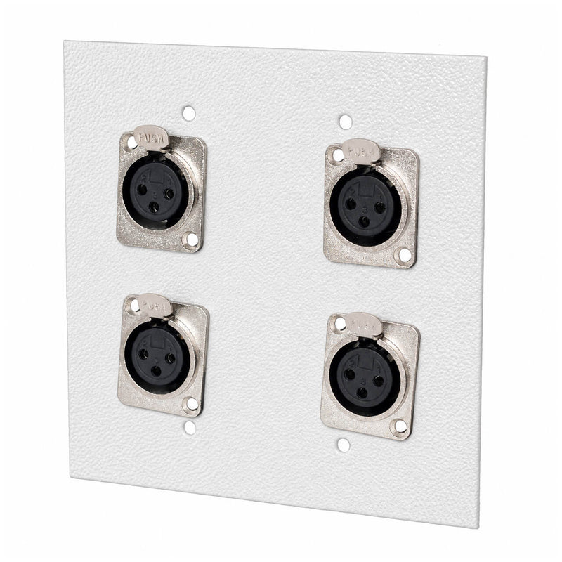 Espelho Metal 4 Furos 4x4 com Conector Xlr Fêmea Branco