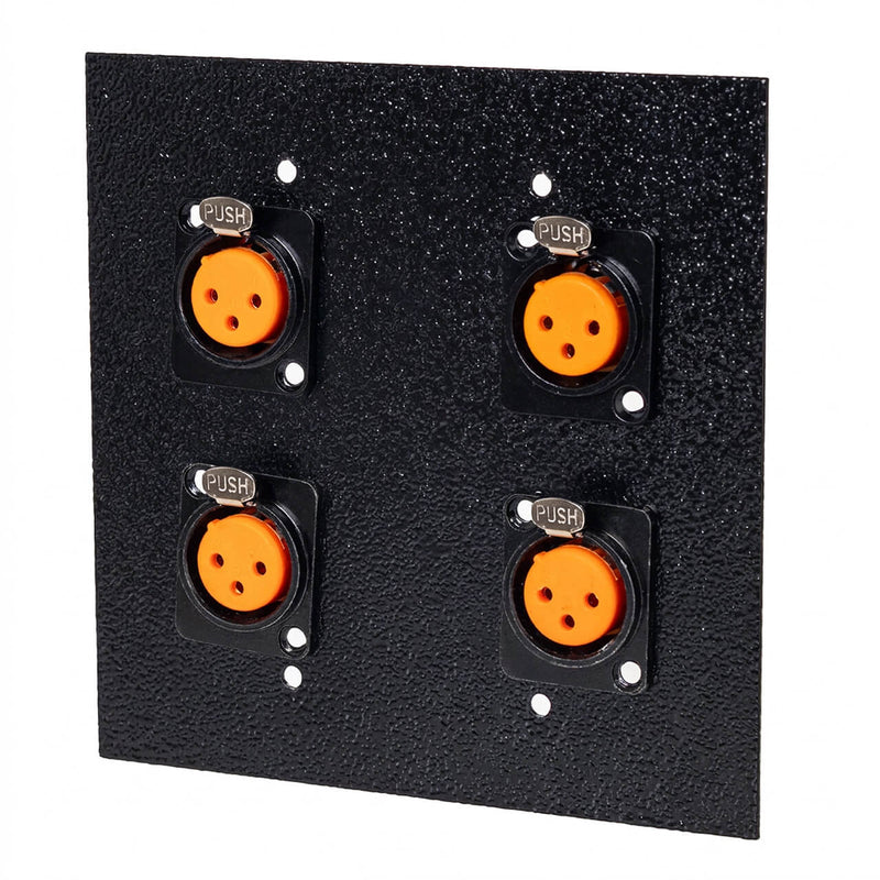 Espelho Metal 4 Furos 4x4 com Conector Xlr Fêmea Profissional Preto