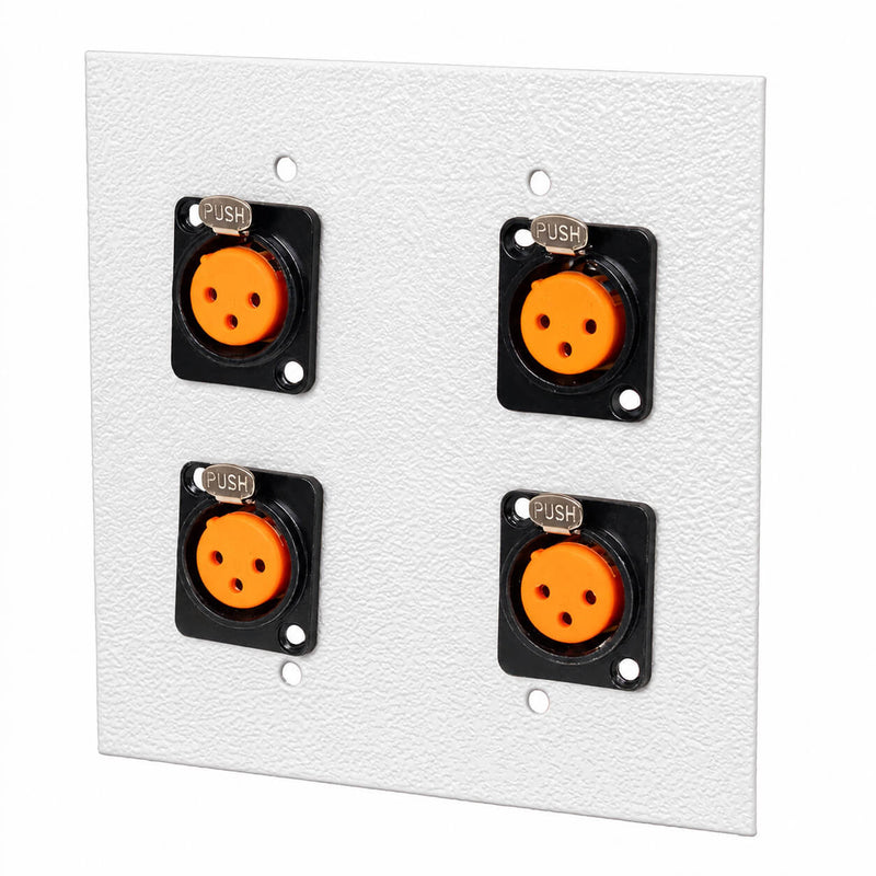 Espelho Metal 4 Furos 4x4 com Conector Xlr Fêmea Profissional Branco