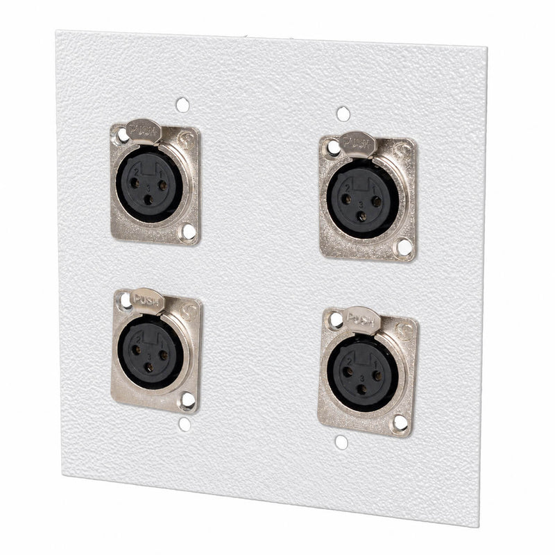 Espelho Metal 4 Furos 4x4 com Conector Xlr Fêmea Santo Ângelo Branco