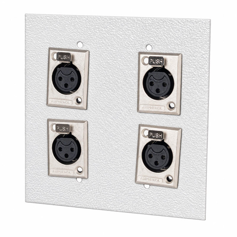 Espelho Metal 4 Furos 4x4 com Conector Xlr Fêmea Amphenol Branco
