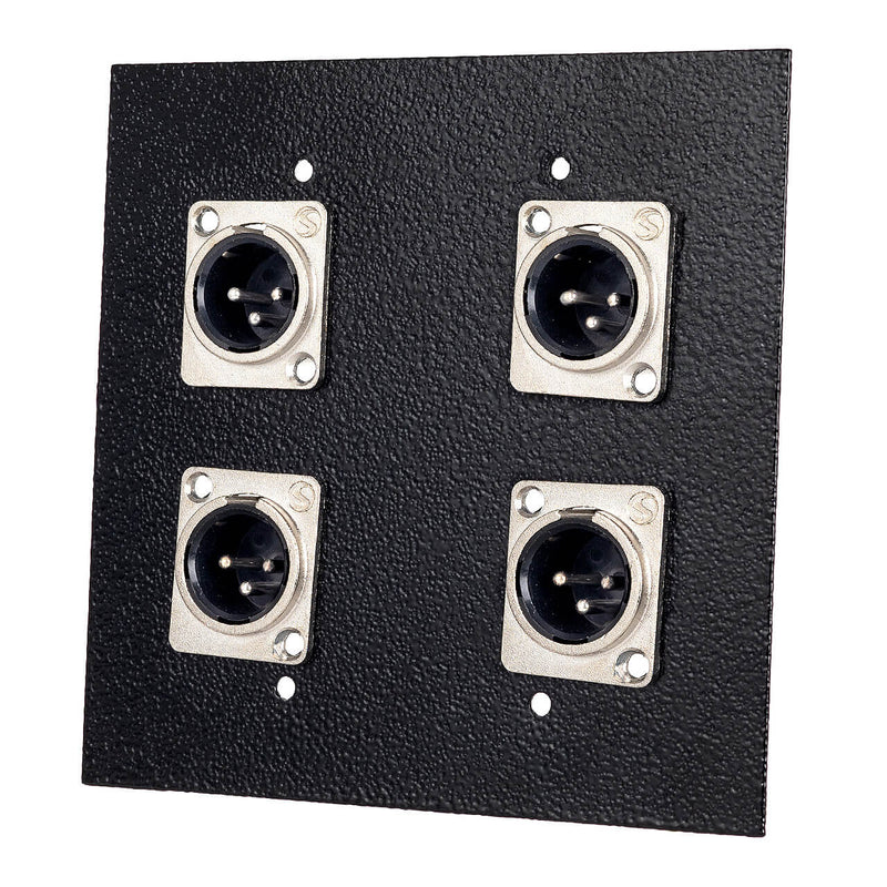 Espelho Metal 4 Furos 4x4 com Conector Xlr Macho Santo Ângelo Preto