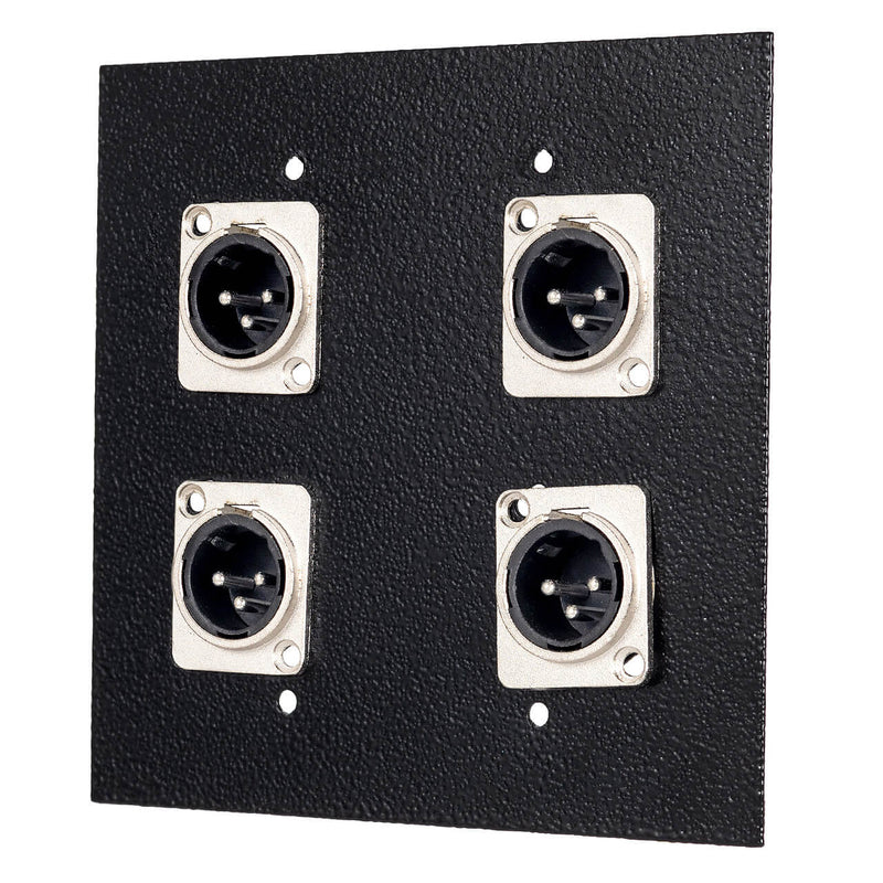 Espelho Metal 4 Furos 4x4 com Conector Xlr Macho Preto