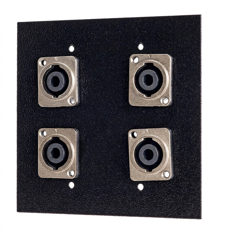 Espelho Metal 4 Furos 4x4 com Conector Speakon Fêmea Preto