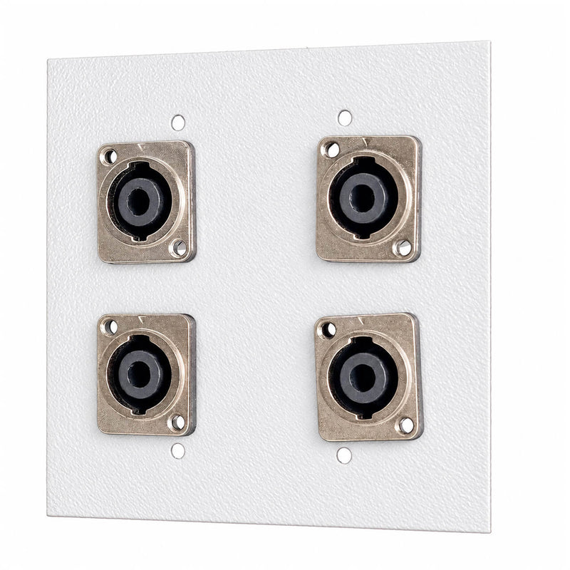 Espelho Metal 4 Furos 4x4 com Conector Speakon Fêmea Branco