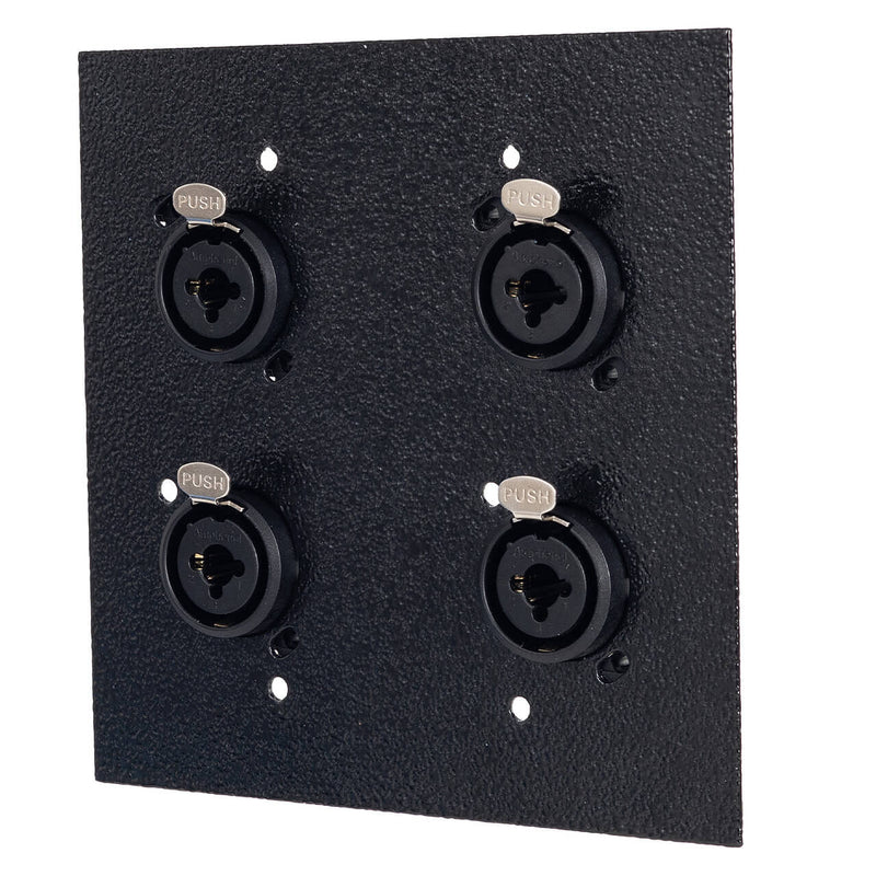 Espelho Metal 4 Furos 4x4 com Conector Combo Amphenol Preto