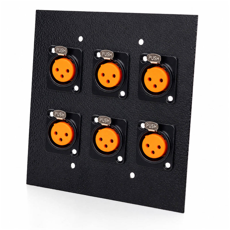 Espelho Metal 6 Furos 4x4 com Conector Xlr Fêmea Profissional Preto