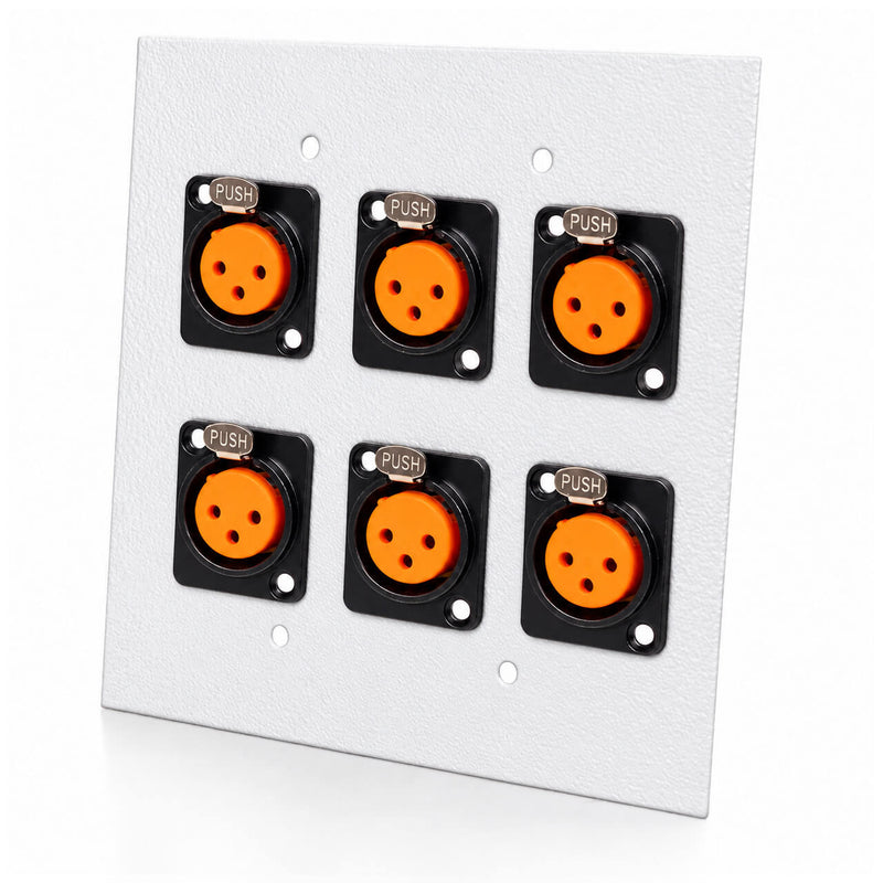 Espelho Metal 6 Furos 4x4 com Conector Xlr Fêmea Profissional Branco