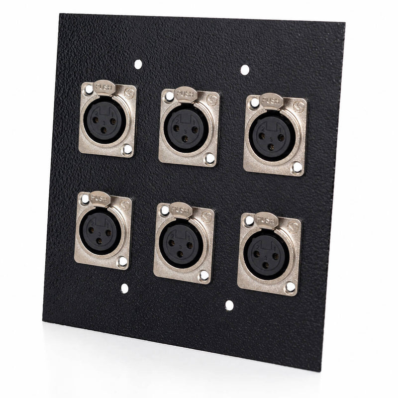 Espelho Metal 6 Furos 4x4 com Conector Xlr Fêmea Santo Ângelo Preto