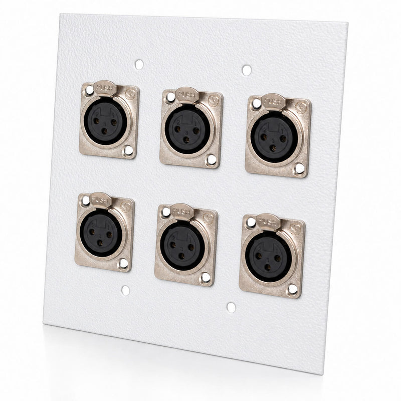 Espelho Metal 6 Furos 4x4 com Conector Xlr Fêmea Santo Ângelo Branco