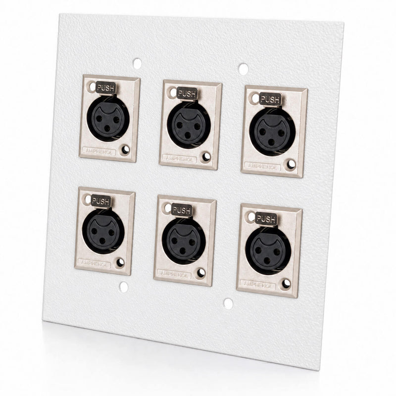 Espelho Metal 6 Furos 4x4 com Conector Xlr Fêmea Amphenol Branco