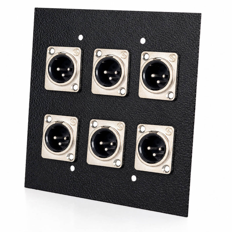 Espelho Metal 6 Furos 4x4 com Conector Xlr Macho Santo Ângelo Preto