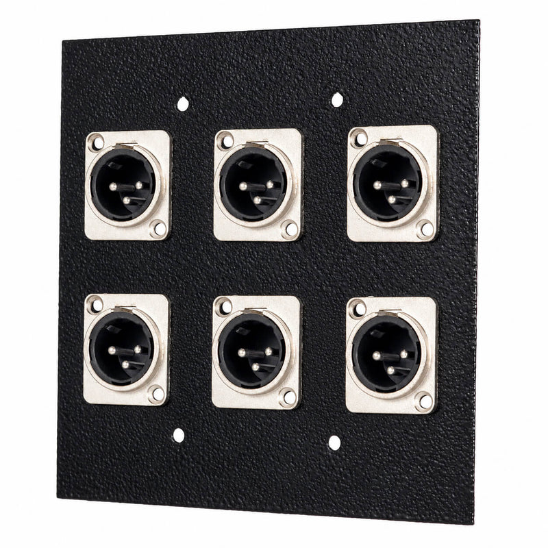 Espelho Metal 6 Furos 4x4 com Conector Xlr Macho Preto