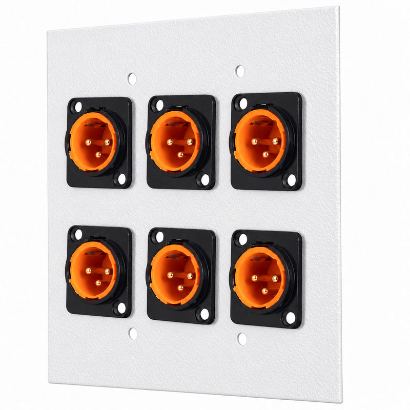 Espelho Metal 6 Furos 4x4 com Conector Xlr Macho Profissional Branco