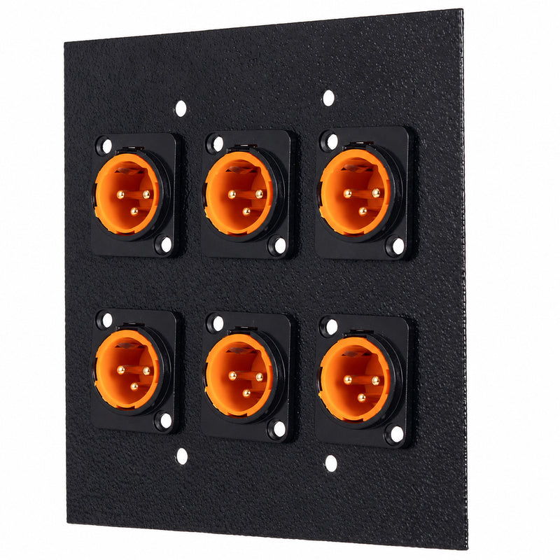 Espelho Metal 6 Furos 4x4 com Conector Xlr Macho Profissional Preto
