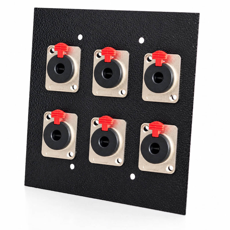 Espelho Metal 6 Furos 4x4 com Conector P10 Fêmea Preto