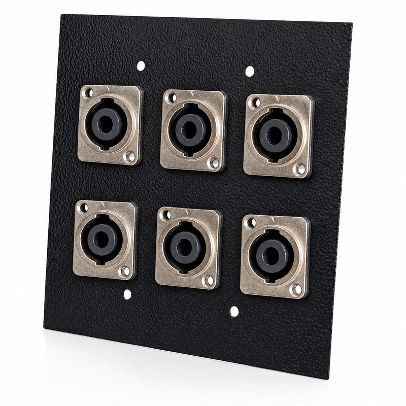 Espelho Metal 6 Furos 4x4 com Conector Speakon Fêmea Preto