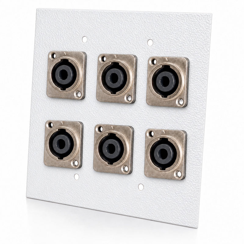 Espelho Metal 6 Furos 4x4 com Conector Speakon Fêmea Branco