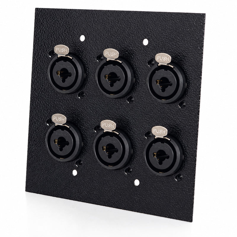 Espelho Metal 6 Furos 4x4 com Conector Combo Amphenol Preto