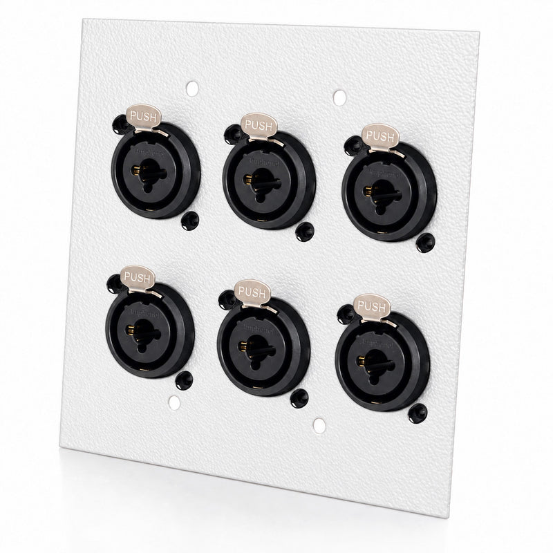 Espelho Metal 6 Furos 4x4 com Conector Combo Amphenol Branco
