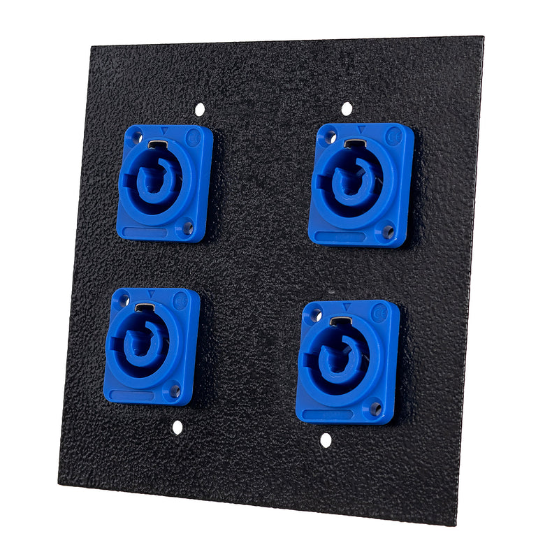 Espelho Metal 4 Furos 4x4 com Conector PowerCon Fêmea Preto
