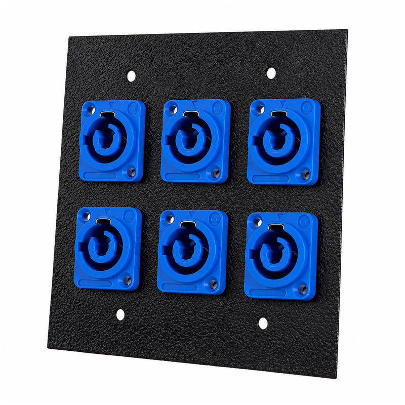 Espelho Metal 6 Furos 4x4 com Conector PowerCon Fêmea Preto