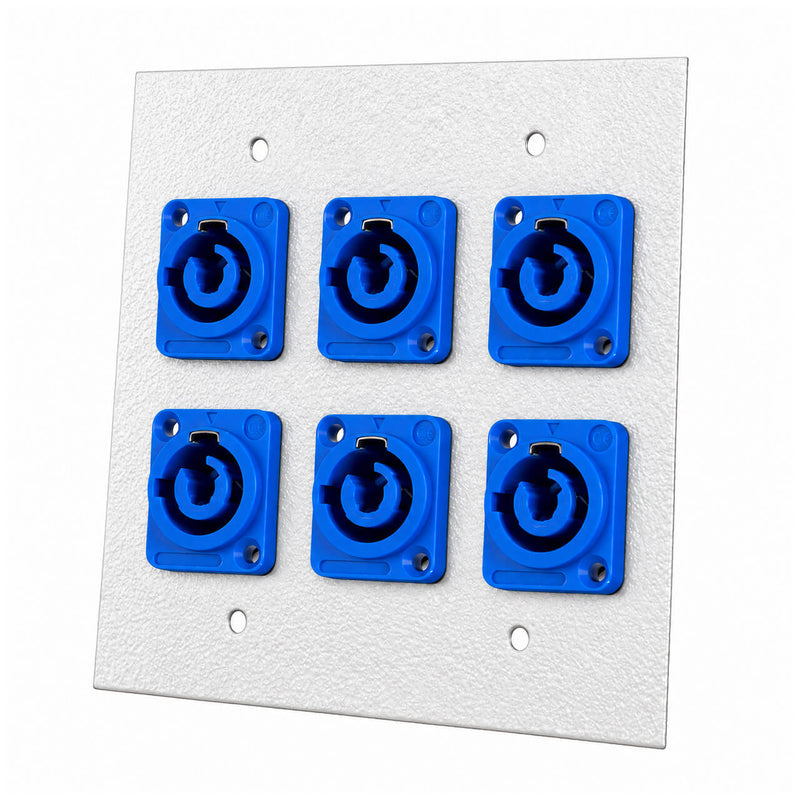 Espelho Metal 6 Furos 4x4 com Conector PowerCon Fêmea Branco