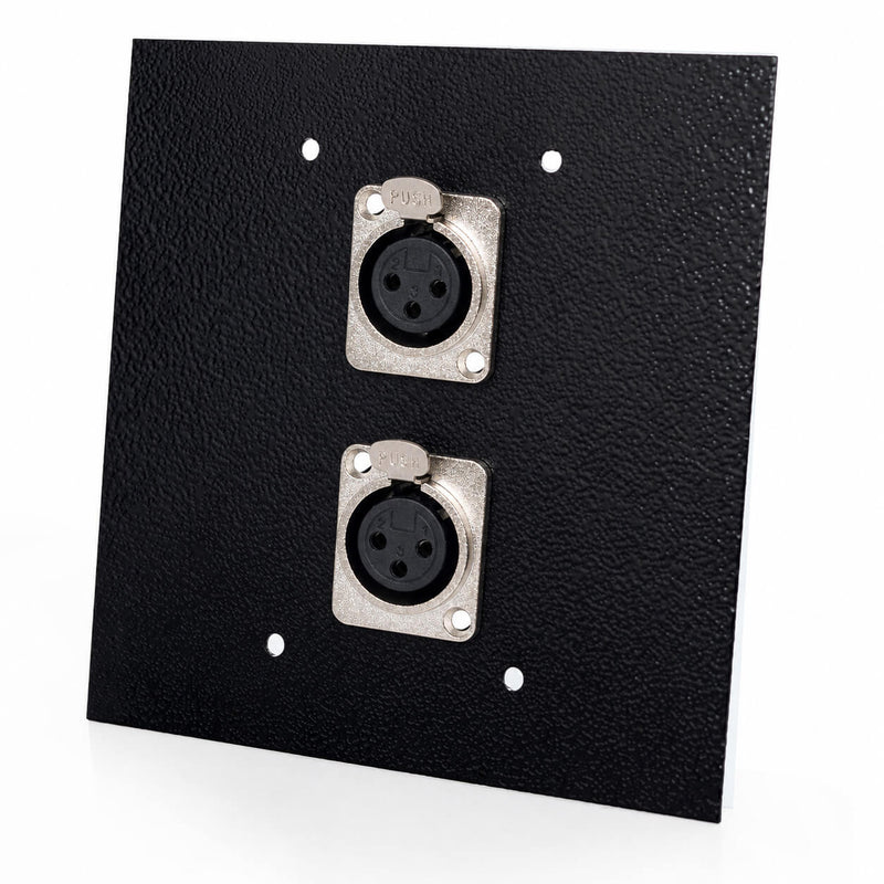 Espelho Metal 2 Furos 4x4 com Conector Xlr Fêmea Painel Preto