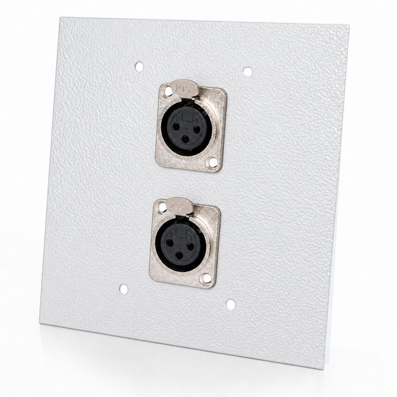 Espelho Metal 2 Furos 4x4 com Conector Xlr Fêmea Painel Branco