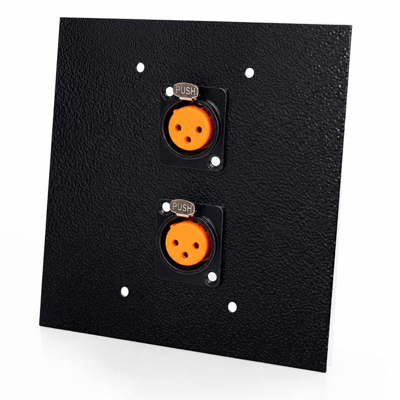 Espelho Metal 2 Furos 4x4 com Conector Xlr Fêmea Profissional Preto