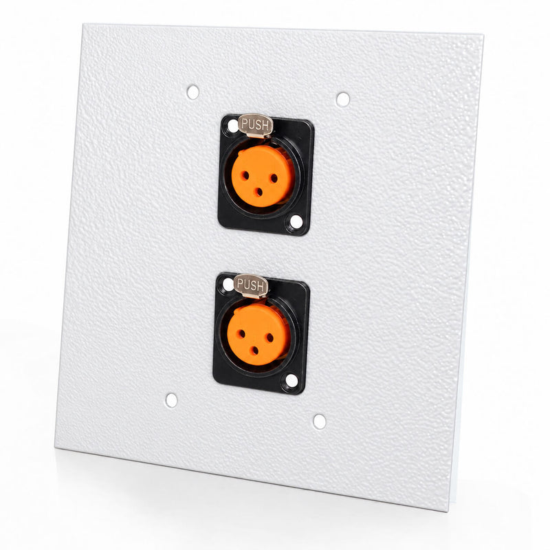 Espelho Metal 2 Furos 4x4 com Conector Xlr Fêmea Profissional Branco