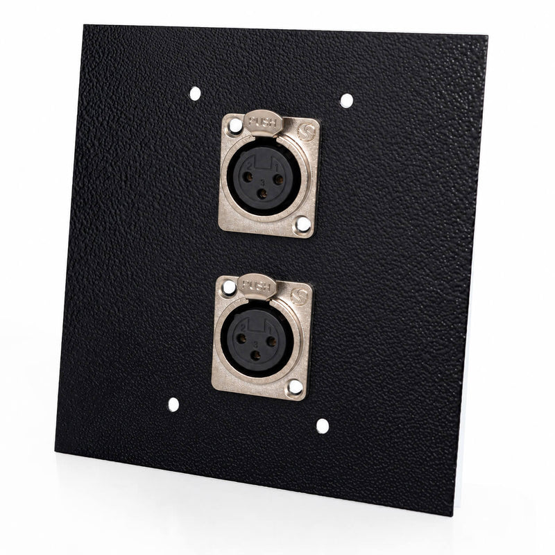 Espelho Metal 2 Furos 4x4 com Conector Xlr Fêmea Santo Ângelo Preto
