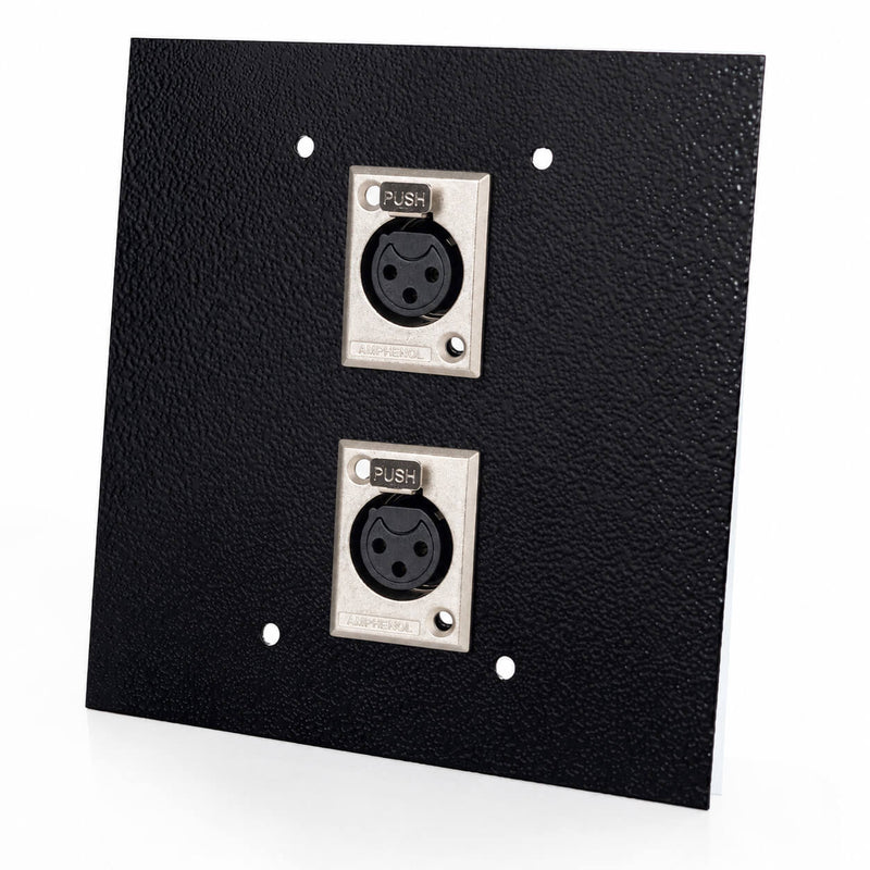 Espelho Metal 2 Furos 4x4 com Conector Xlr Fêmea Amphenol Preto