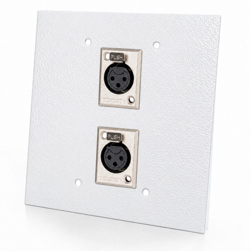 Espelho Metal 2 Furos 4x4 com Conector Xlr Fêmea Amphenol Branco