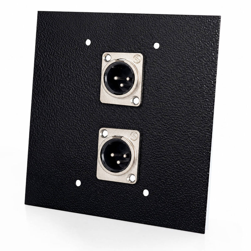 Espelho Metal 2 Furos 4x4 com Conector Xlr Macho Santo Ângelo Preto