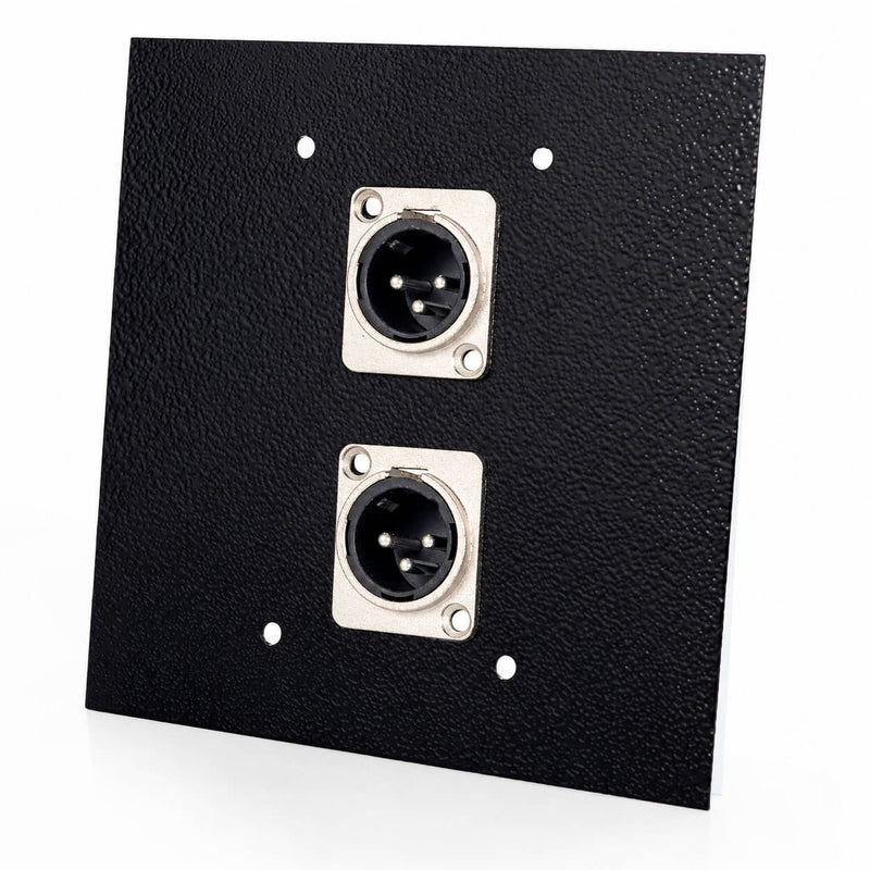 Espelho Metal 2 Furos 4x4 com Conector Xlr Macho Preto