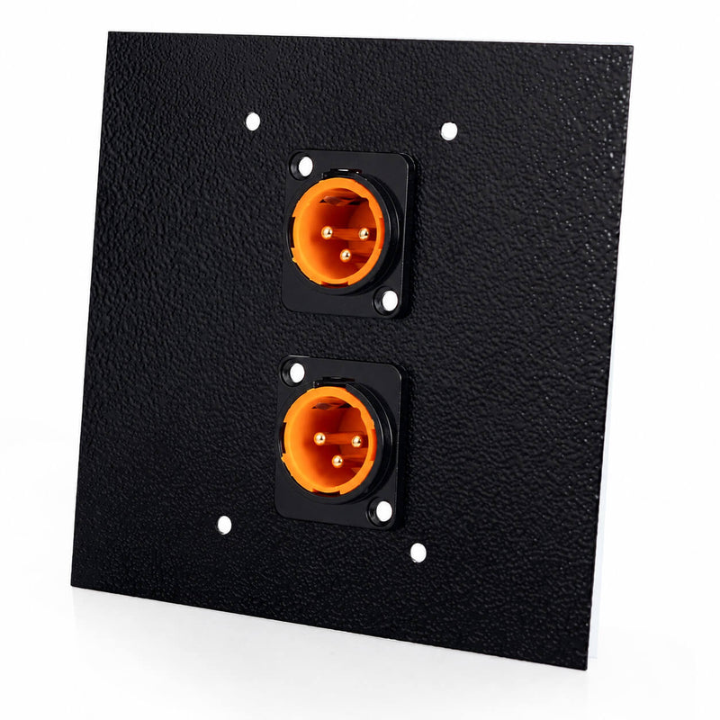 Espelho Metal 2 Furos 4x4 com Conector Xlr Macho Profissional Preto