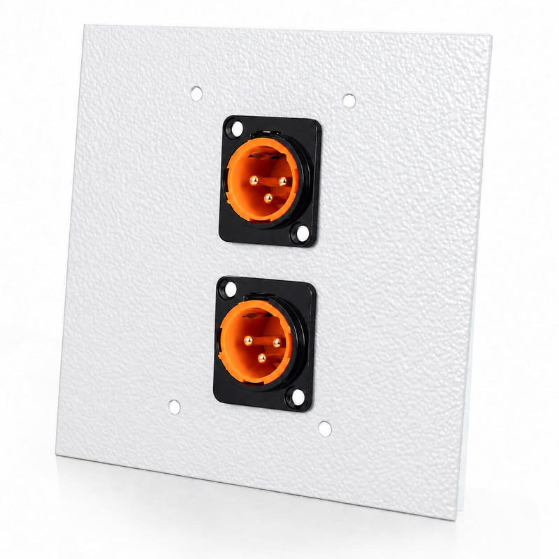 Espelho Metal 2 Furos 4x4 com Conector Xlr Macho Profissional Branco