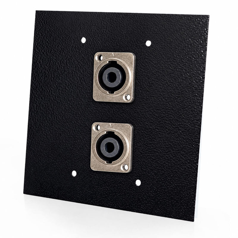 Espelho Metal 2 Furos 4x4 com Conector Speakon Fêmea Preto