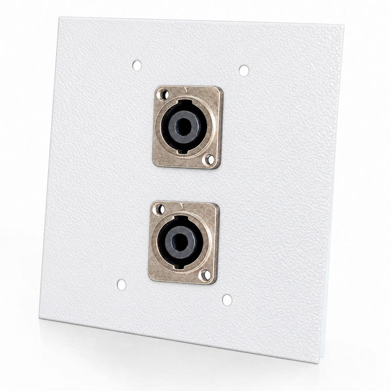 Espelho Metal 2 Furos 4x4 com Conector Speakon Fêmea Branco