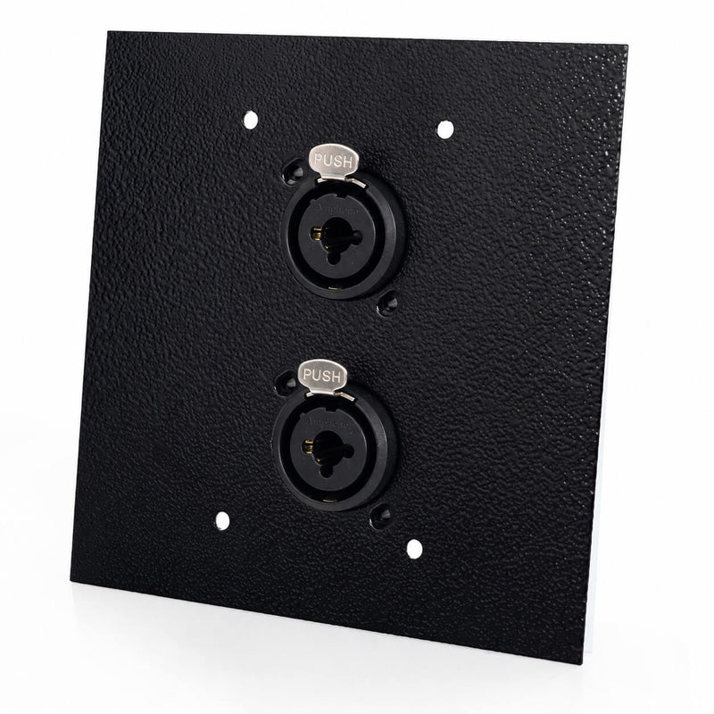 Espelho Metal 2 Furos 4x4 com Conector Combo Amphenol Preto