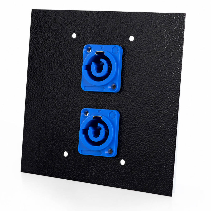 Espelho Metal 2 Furos 4x4 com Conector PowerCon Fêmea Preto